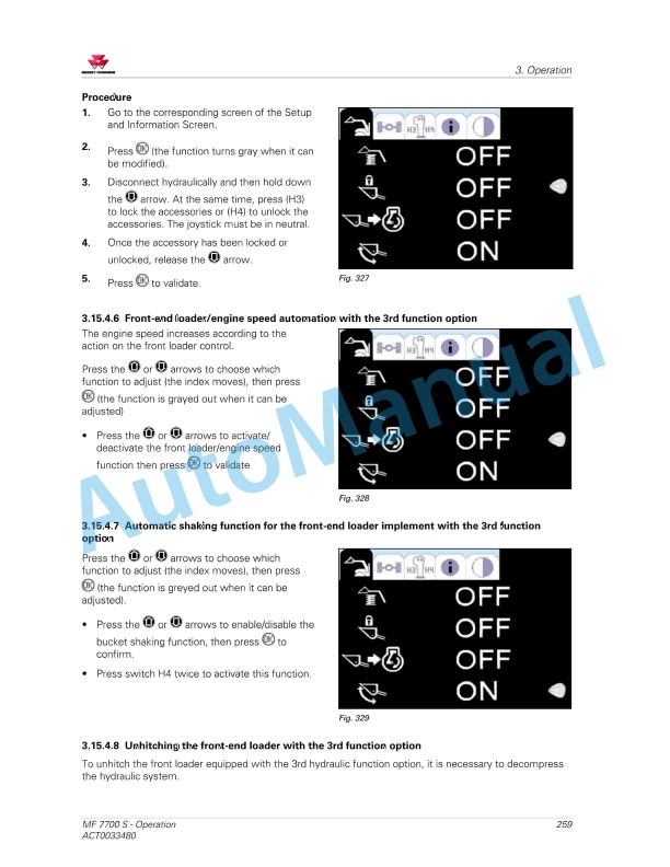Massey Ferguson MF7700 S Efficient And Exclusive Version Operators Manual ACT0033480-3