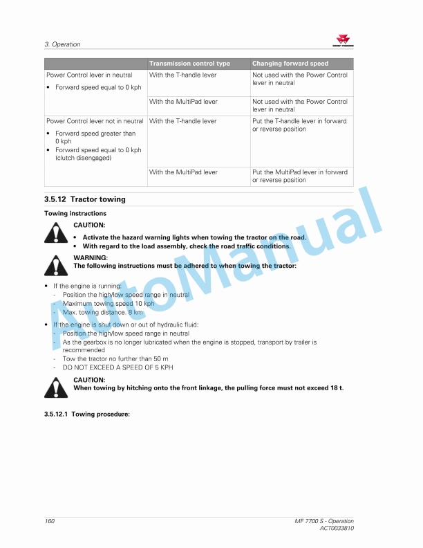 Massey Ferguson MF7700 S Efficient And Exclusive Version Operators Manual ACT0033810-2