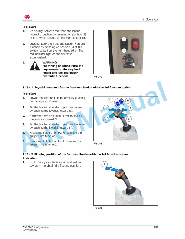 Massey Ferguson MF7700 S Efficient And Exclusive Version Operators Manual ACT0033810-5