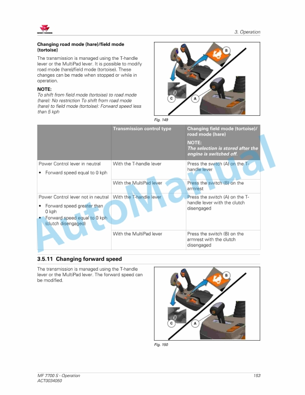 Massey Ferguson MF7700 S Efficient And Exclusive Version Operators Manual ACT0034050-2