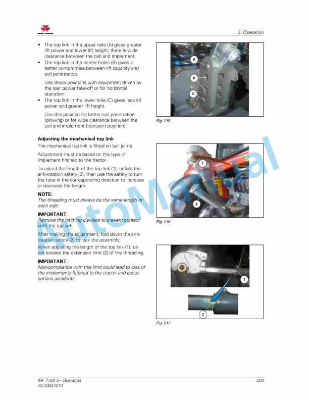 Massey Ferguson MF7700 S Efficient And Exclusive Version Operators Manual ACT0037210-3