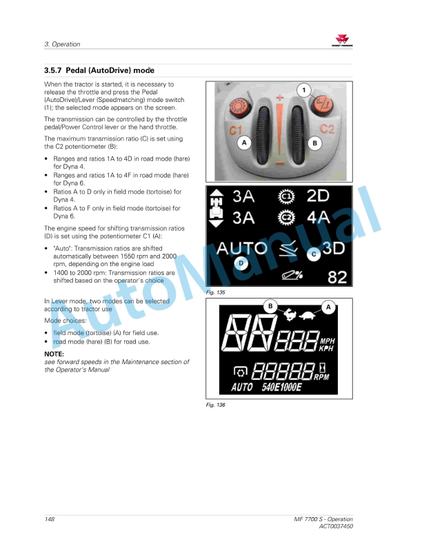 Massey Ferguson MF7700 S Efficient And Exclusive Version Operators Manual ACT0037450-2