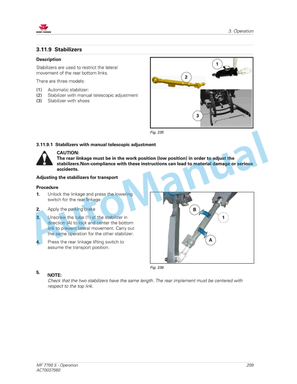 Massey Ferguson MF7700 S Efficient And Exclusive Version Operators Manual ACT0037560-3