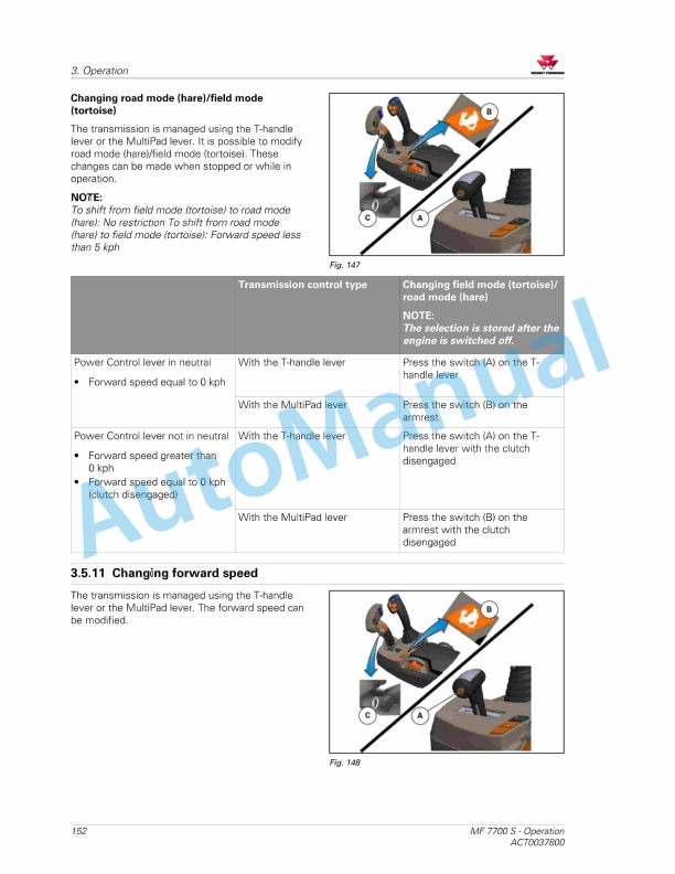 Massey Ferguson MF7700 S Efficient And Exclusive Version Operators Manual ACT0037800-2