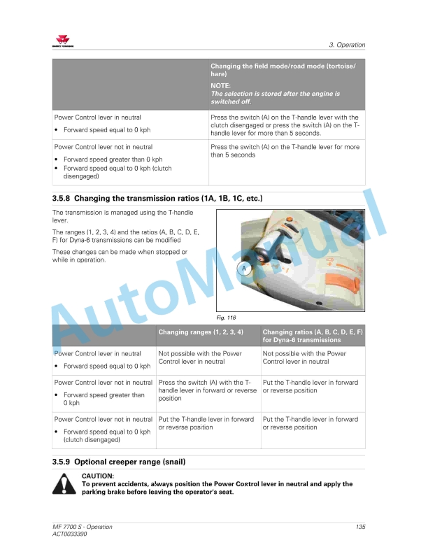 Massey Ferguson MF7700 S Essential Versions Operators Manual ACT0033390-2