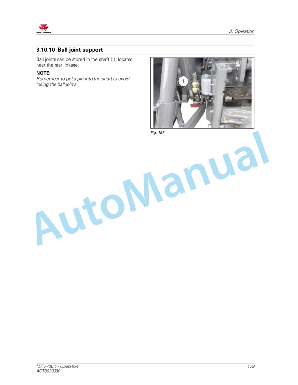 Massey Ferguson MF7700 S Essential Versions Operators Manual ACT0033390-3