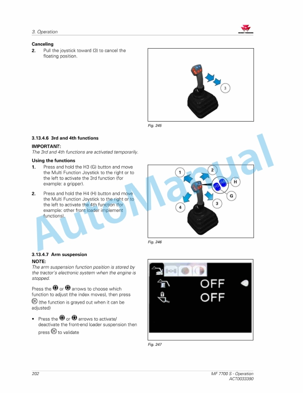Massey Ferguson MF7700 S Essential Versions Operators Manual ACT0033390-4