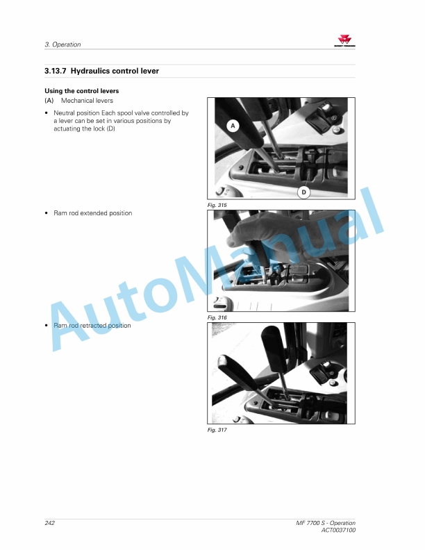 Massey Ferguson MF7700 S Essential Versions Operators Manual ACT0037100-5
