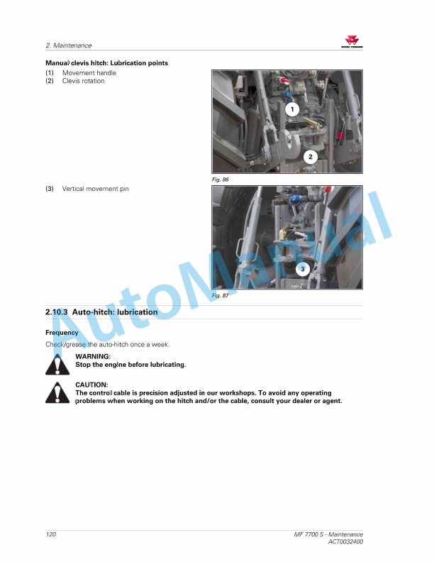 Massey Ferguson MF7700 S Series Tractors Operators Manual ACT0032400-2