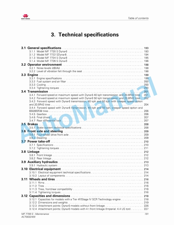 Massey Ferguson MF7700 S Series Tractors Operators Manual ACT0032400-5
