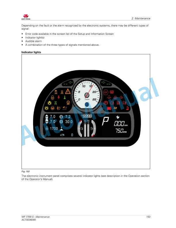Massey Ferguson MF7700 S Series Tractors Operators Manual ACT0036090-3