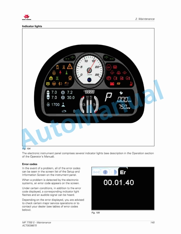 Massey Ferguson MF7700 S Series Tractors Operators Manual ACT0036670-3