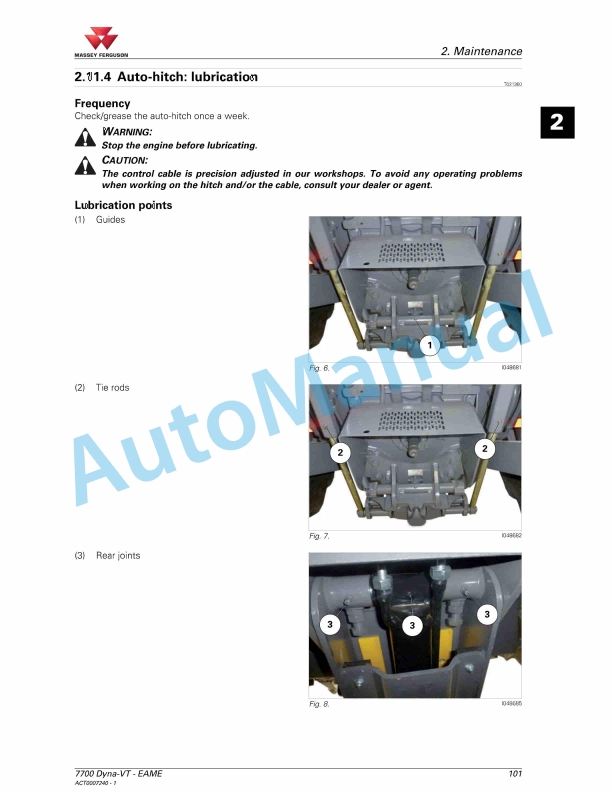 Massey Ferguson MF7700 Series Tractors Operators Manual ACT0007240-2