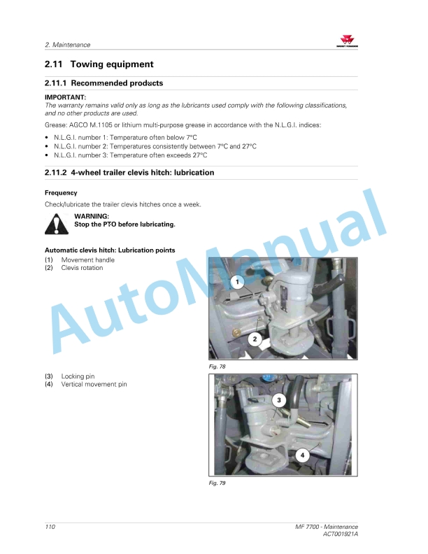Massey Ferguson MF7700 Series Tractors Operators Manual ACT001921A-2