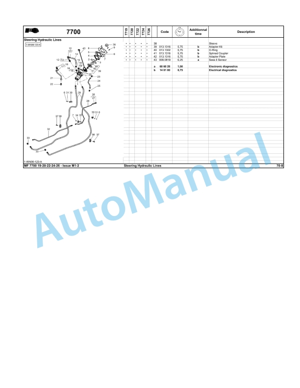 Massey Ferguson MF7700 Series Tractors Repair Time Schedule ACT001387-2