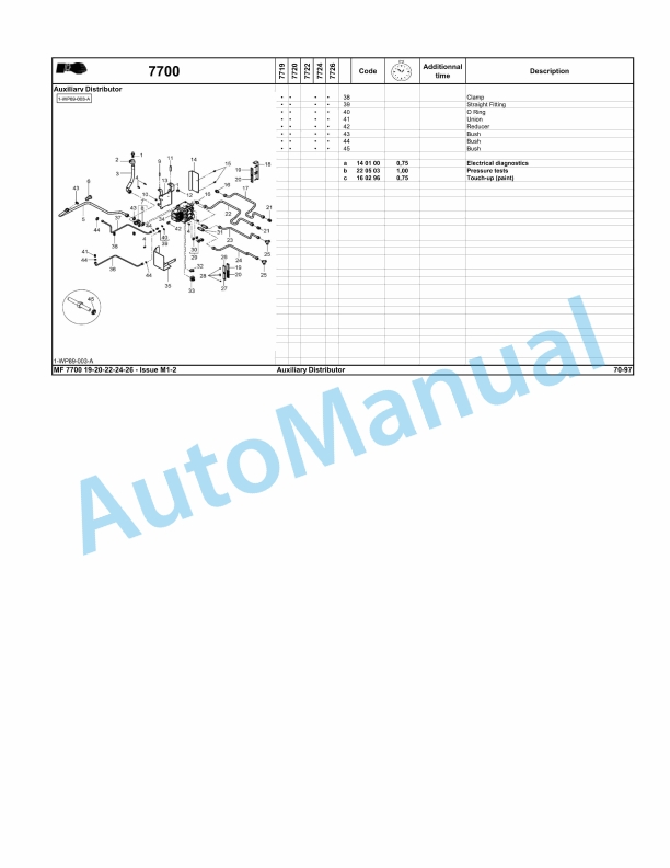 Massey Ferguson MF7700 Series Tractors Repair Time Schedule ACT001387-3