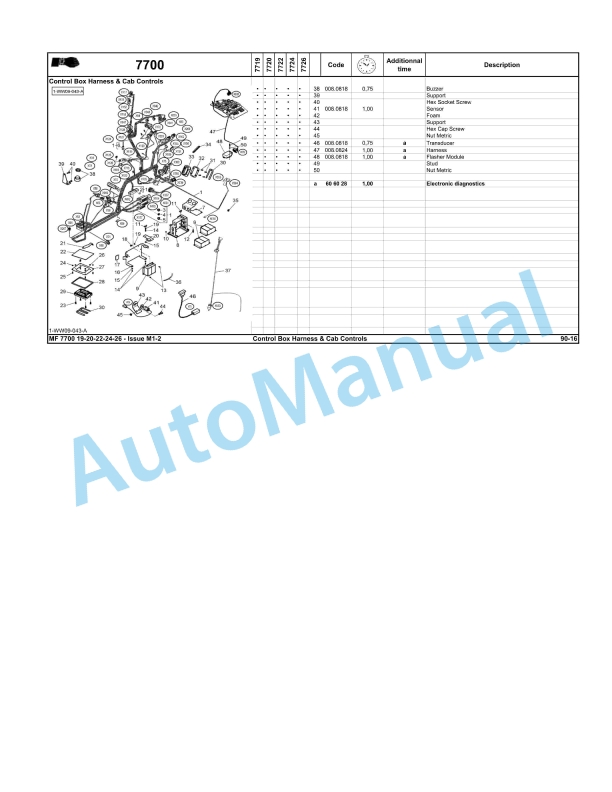 Massey Ferguson MF7700 Series Tractors Repair Time Schedule ACT001387-4