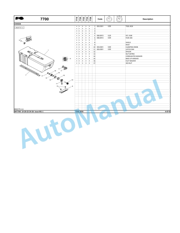 Massey Ferguson MF7700 Series Tractors Repair Time Schedule ACT002578-4