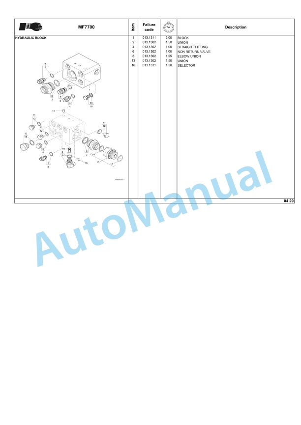 Massey Ferguson MF7700 Tractors Repair Time Schedule ACW6826610-2
