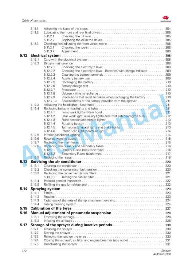 Massey Ferguson MF8125 Sprayer Operators Manual ACW4655980-3