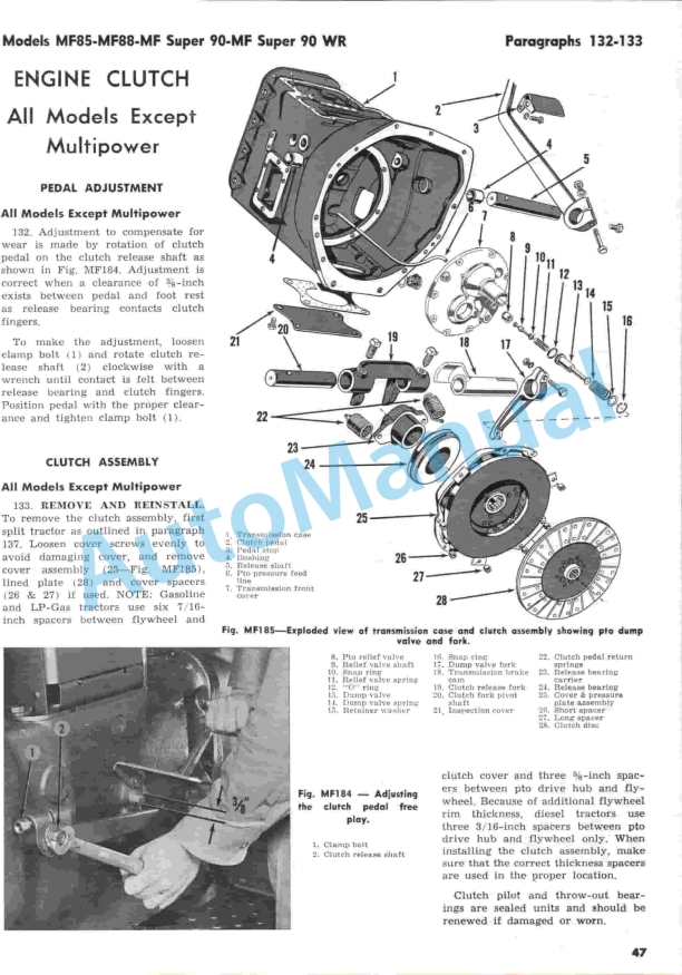 Massey Ferguson MF85, MF88, MF Super 90, MF Super 90 WR Shop Service Manual-3