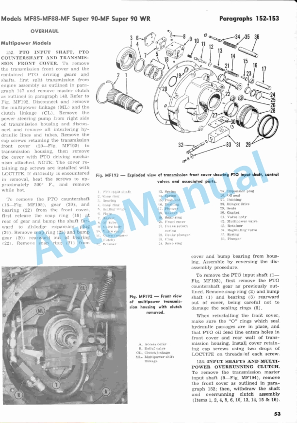 Massey Ferguson MF85, MF88, MF Super 90, MF Super 90 WR Shop Service Manual-4