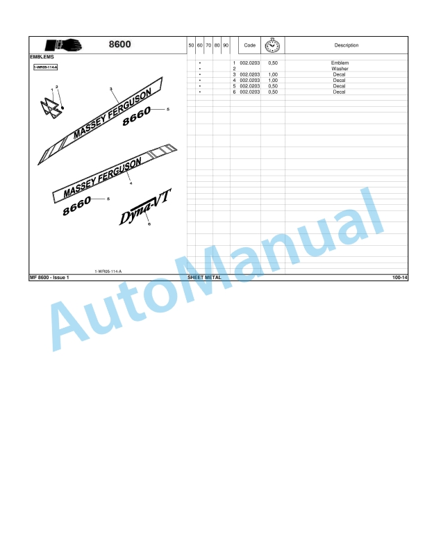 Massey Ferguson MF8600 Repair Time Schedule 4346471M2-5