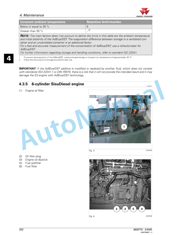 Massey Ferguson MF8600 T4i Series Tractors Operators Manual 4346786M1-3