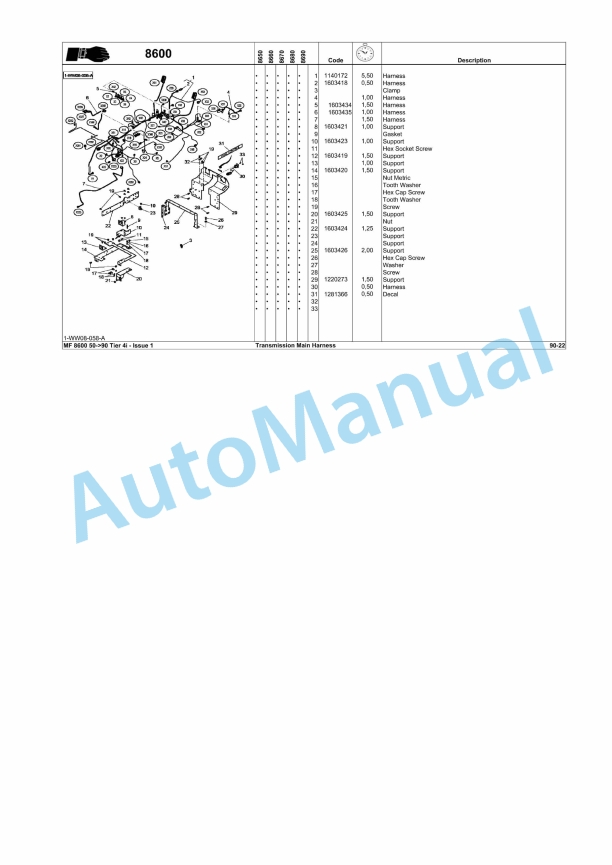 Massey Ferguson MF8650, MF8660, MF8670, MF8680, MF8690 Tractor Labor Chart 4373046M1 4 Massey Ferguson MF8650, MF8660, MF8670, MF8680, MF8690 Tractor Labor Chart 4373046M1 - Image 4