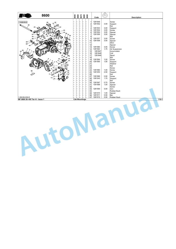 Massey Ferguson MF8650, MF8660, MF8670, MF8680, MF8690 Tractor Labor Chart 4373046M1 5 Massey Ferguson MF8650, MF8660, MF8670, MF8680, MF8690 Tractor Labor Chart 4373046M1 - Image 5