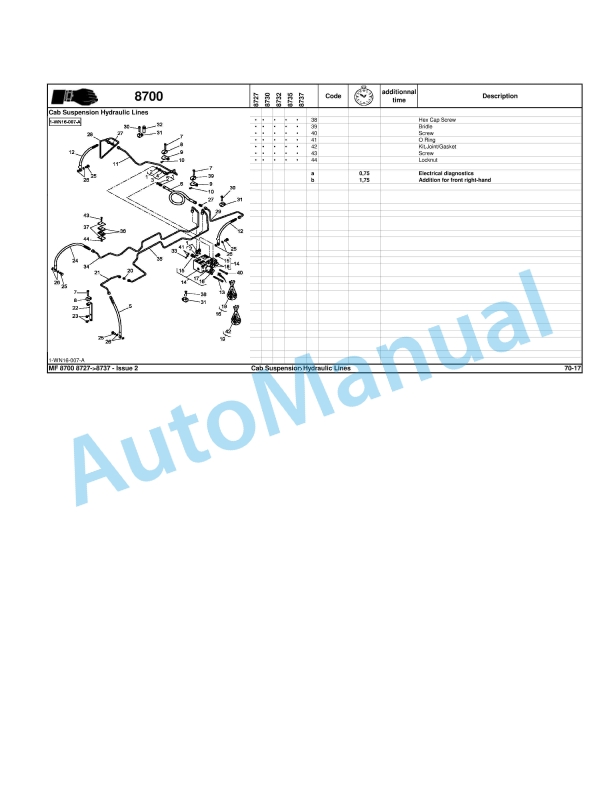 Massey Ferguson MF8700 Repair Time Schedule ACT000611-2