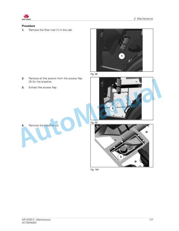 Massey Ferguson MF8700 S Series Tractors Operators Manual ACT0045020-2