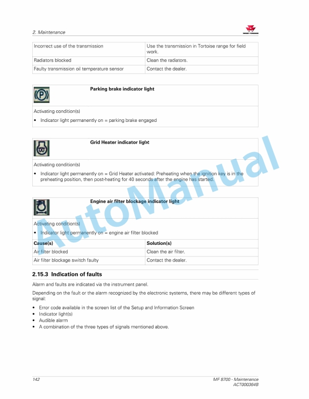 Massey Ferguson MF8700 Series Tractors Operators Manual ACT000364B-3