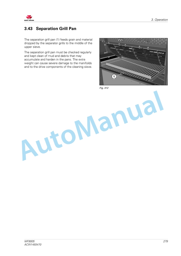 Massey Ferguson MF9005 Combine Operators Manual ACW1493470-2