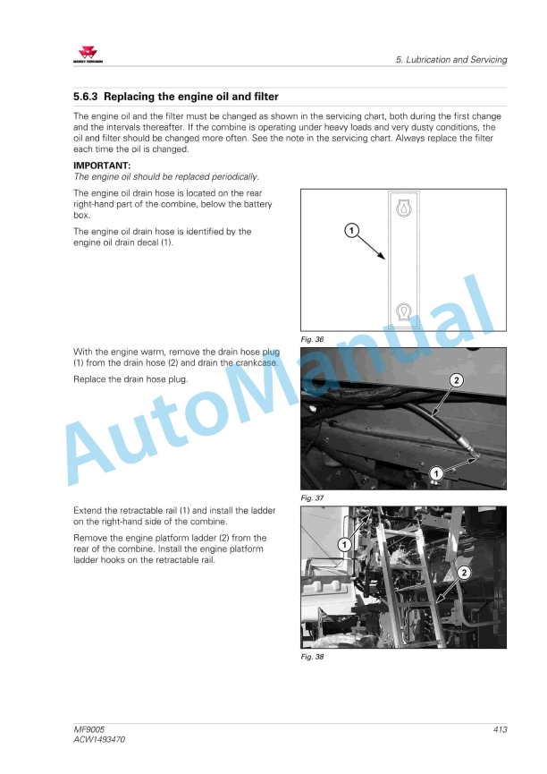 Massey Ferguson MF9005 Combine Operators Manual ACW1493470-4