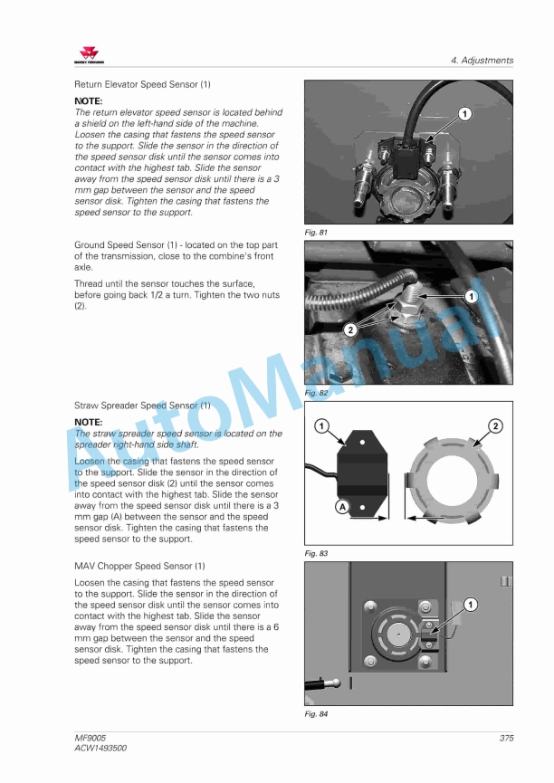 Massey Ferguson MF9005 Combine Operators Manual ACW1493500-3