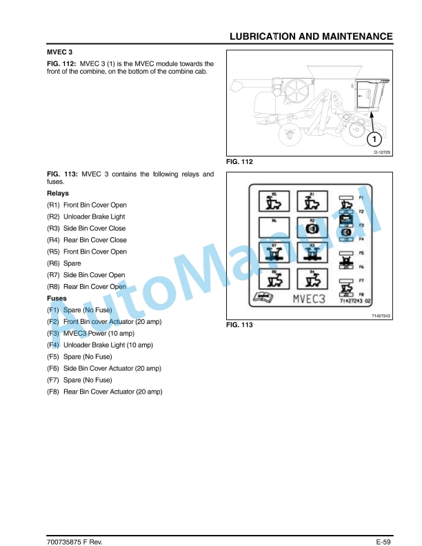 Massey Ferguson MF9005 Series Combine Operator Manual 700735875-5