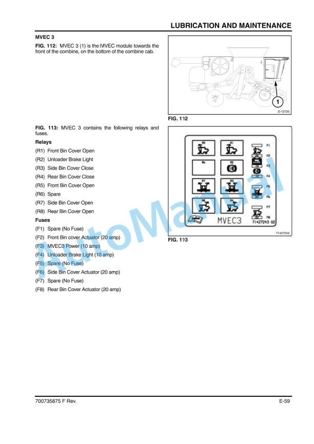 Massey Ferguson MF9005 Series Combine Operator Manual 700735875F-5