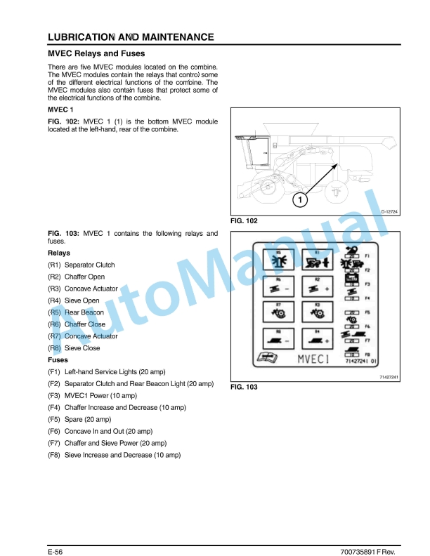 Massey Ferguson MF9005 Series Combine Operator Manual 700735891-5
