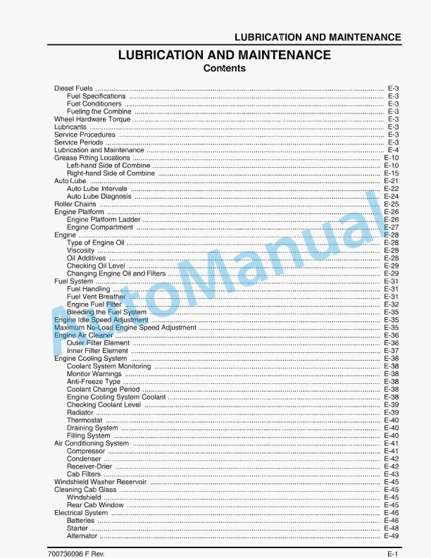 Massey Ferguson MF9005 Series Combine Operator Manual 700736096-3