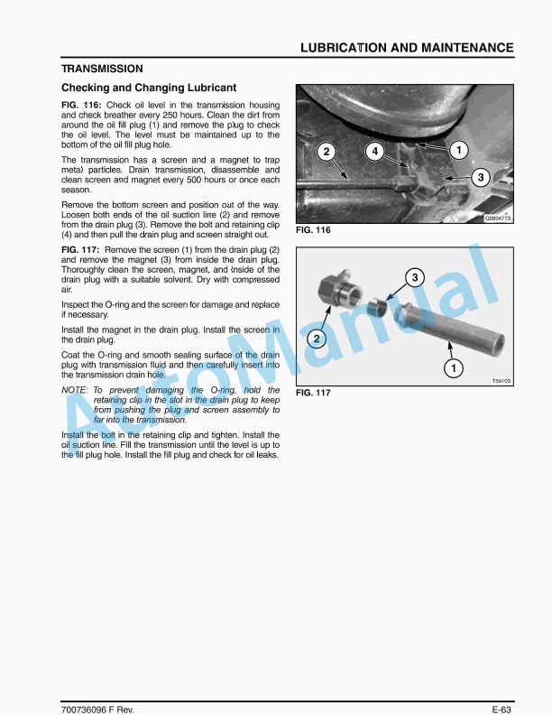 Massey Ferguson MF9005 Series Combine Operator Manual 700736096-5