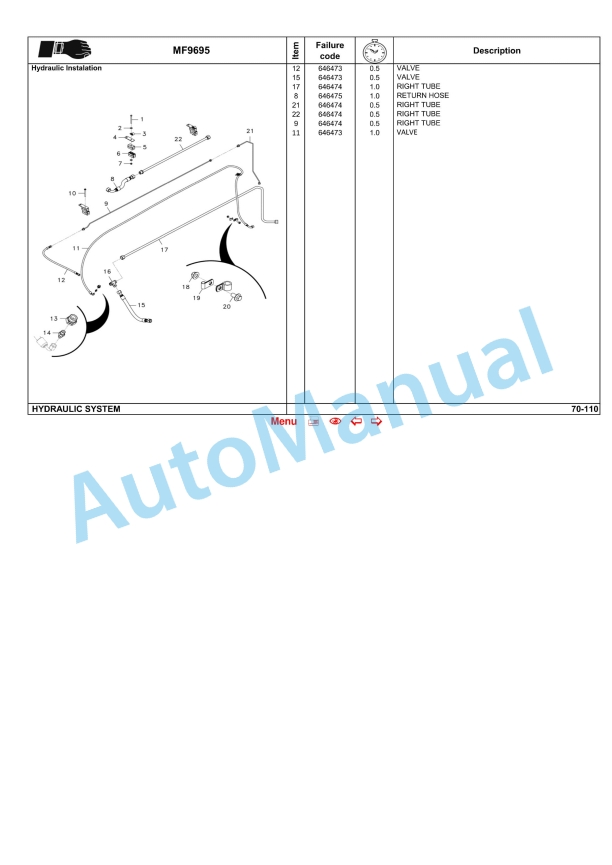 Massey Ferguson MF9005 Series Combine Repair Time Schedule ACW0388940-2