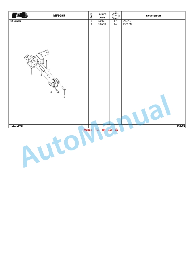 Massey Ferguson MF9005 Series Combine Repair Time Schedule ACW0388940-4