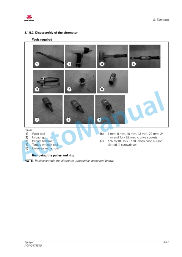Massey Ferguson MF9030, MF9030 Plus, MF9130 Plus, MF8125, MF9330, MF9335 Sprayer Workshop Service Manual ACW3479540-4