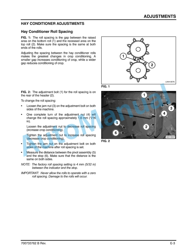 Massey Ferguson MF9183 Rotary Disc Header With Roll Conditioner Operator Manual 700733762B-2