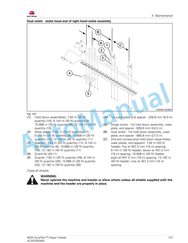 Massey Ferguson MF9200 Series Draper Header Operators Manual ACW229346A-3