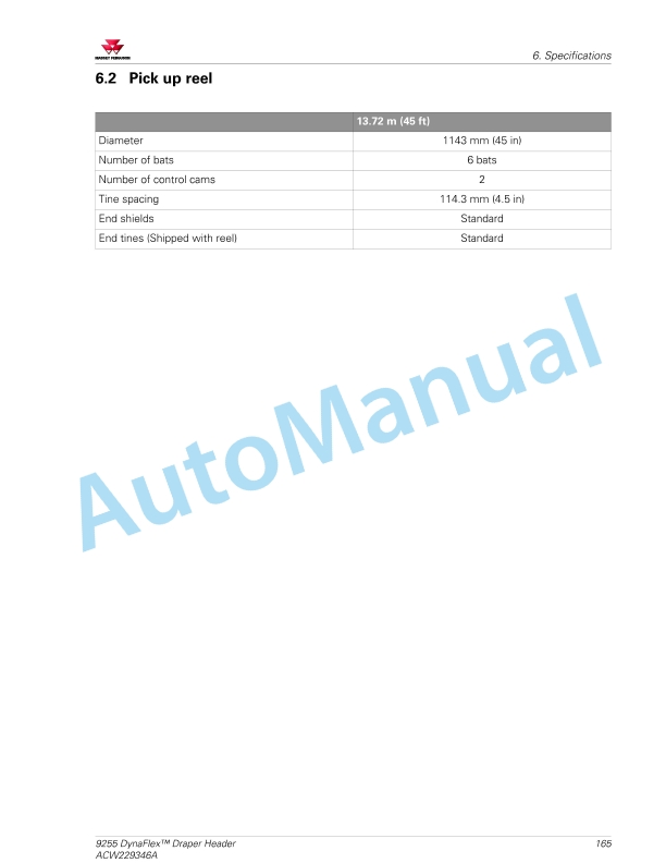 Massey Ferguson MF9200 Series Draper Header Operators Manual ACW229346A-5