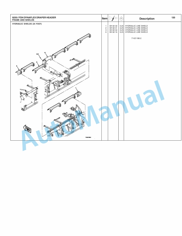 Massey Ferguson MF9250 DynaFlex Draper Header Repair Time Schedule 4283423M2-4