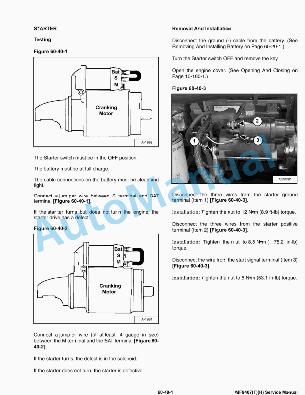 Massey Ferguson MF9306(T)(H), MF9407T, MF9407H Service Manual 1857780M1-3