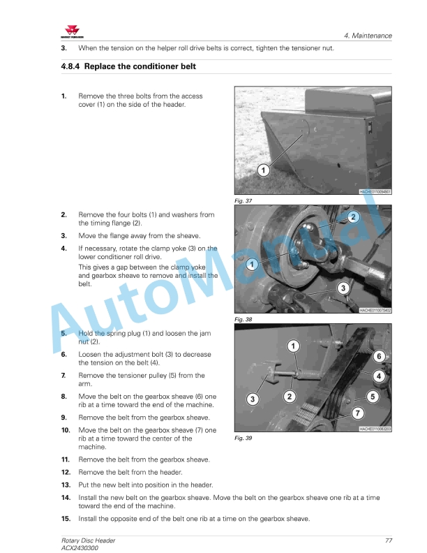 Massey Ferguson MF9313S, 9313D Rotary Disc Header Operators Manual ACX2430300-3